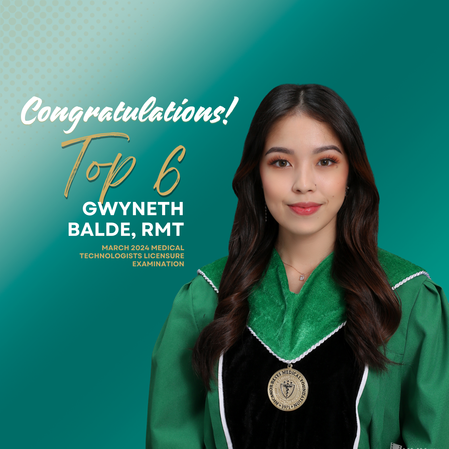 Congratulations, Gwyneth Balde, RMT! | Far Eastern University - Dr ...